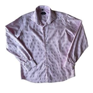 ROCK BOTTOM! Canaletto Pink Spread Collar Italian Cotton Button Up Shirt, 16 1/2